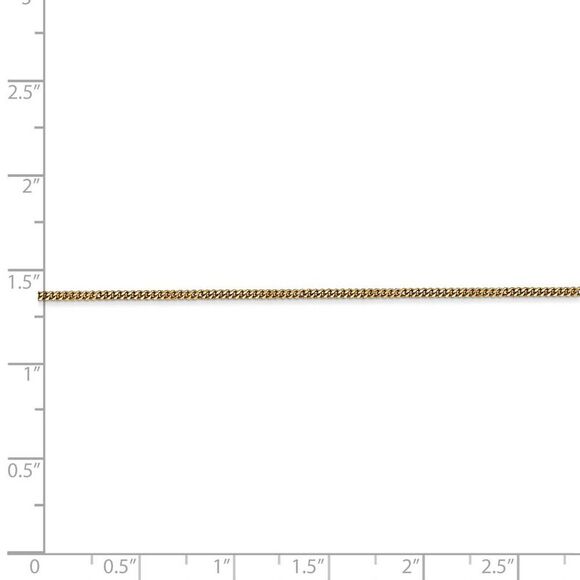 1.3mm, 14k Yellow Gold, Solid Curb Chain Necklace, 18 Inch - Picture 5 of 8